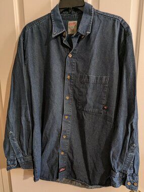 Genuine Dickies Mens Denim Work Shirt Size Large